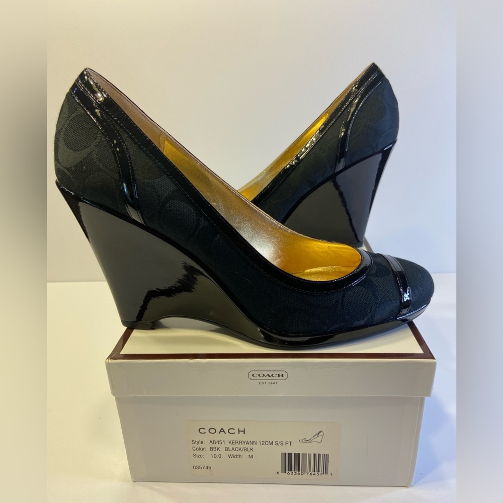 Coach Black Wedges (KerryAnn), New in Box, 10, Never Worn